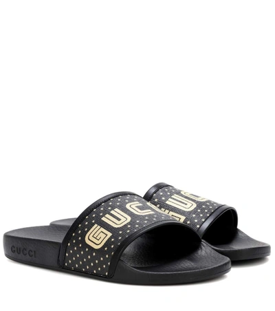 Shop Gucci Logo Slides In Black