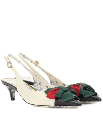 Shop Gucci Leather Slingback Pumps In White