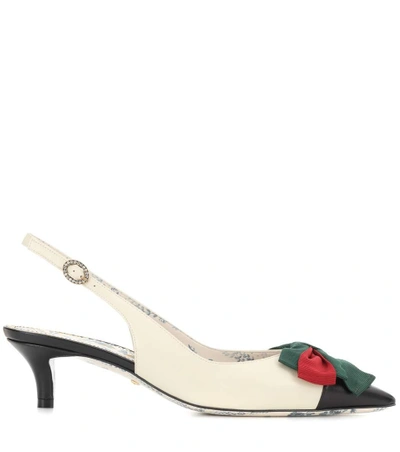 Shop Gucci Leather Slingback Pumps In White