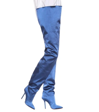 Shop Vetements Satin Boots In Blue