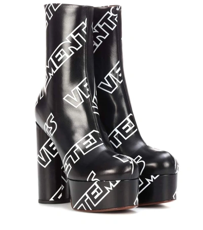 Shop Vetements Printed Ankle Boots In Black