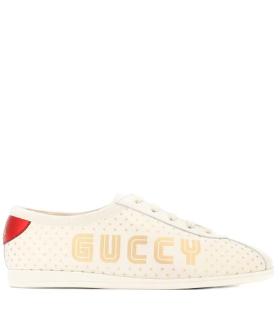 Shop Gucci Guccy Falacer Leather Sneakers In Female