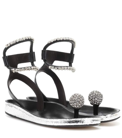Shop Isabel Marant Discoball Leather Sandals In Black