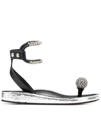 Shop Isabel Marant Discoball Leather Sandals In Black