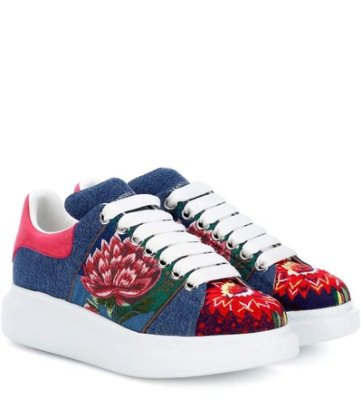 Shop Alexander Mcqueen Embroidered Platform Sneakers In Multicoloured