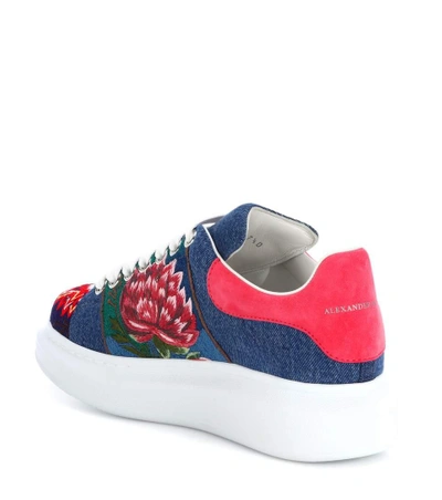 Shop Alexander Mcqueen Embroidered Platform Sneakers In Multicoloured