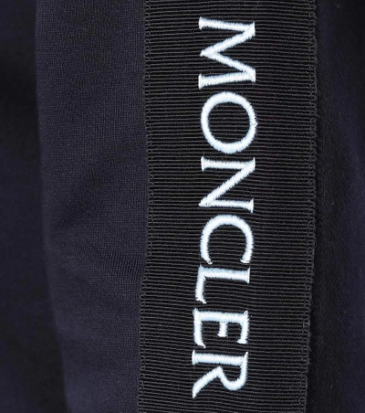 Shop Moncler Logo Printed Cotton Sweatshirt In Blue