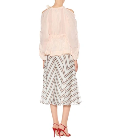 Shop Fendi Cotton Voile Blouse In Pink