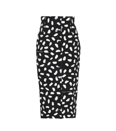 Shop Off-white Printed Cotton Pencil Skirt In Black