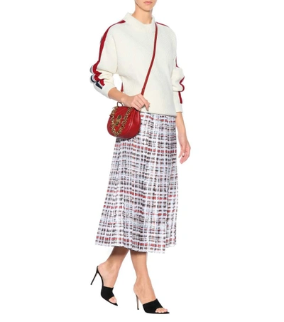 Shop Burberry Scribble Check Silk Midi Skirt