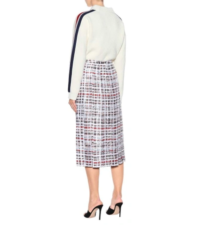 Shop Burberry Scribble Check Silk Midi Skirt