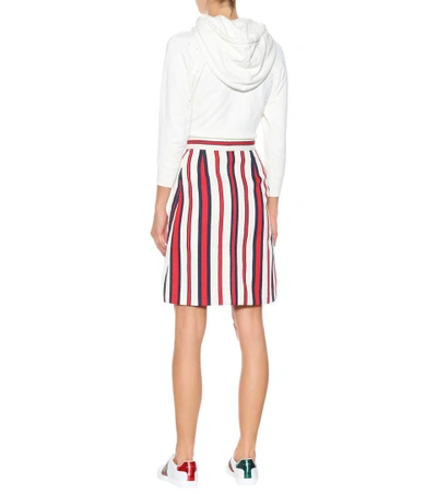 Shop Gucci Striped Denim Skirt In Multicoloured