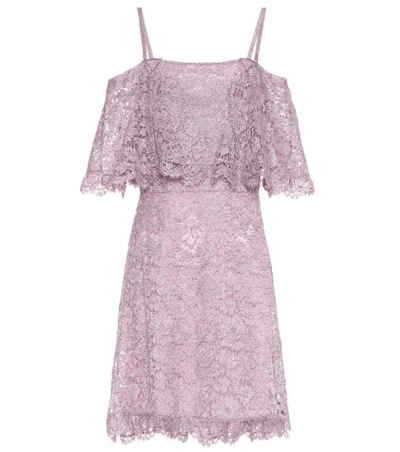 Shop Valentino Cotton-blend Lace Minidress In Purple