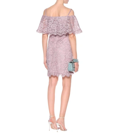 Shop Valentino Cotton-blend Lace Minidress In Purple