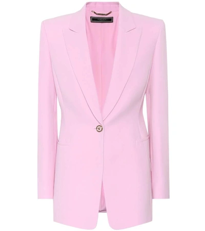 Shop Versace Tribute Silk Blazer In Pink