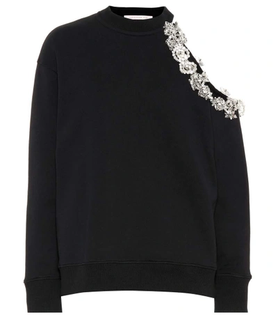 Shop Christopher Kane Dna Crystal Cotton Sweatshirt In Black