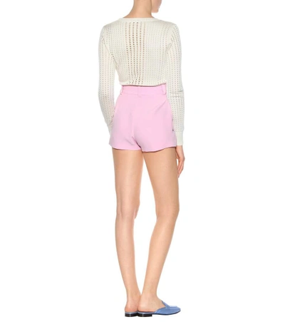 Shop Versace Tribute High-waisted Silk Shorts