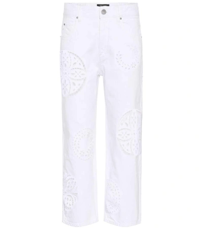 Shop Isabel Marant Ronny Broderie Anglaise Jeans In White