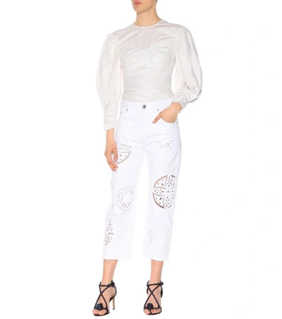 Shop Isabel Marant Ronny Broderie Anglaise Jeans In White