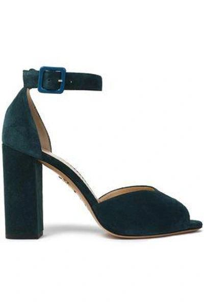 Shop Charlotte Olympia Woman Suede Sandals Emerald