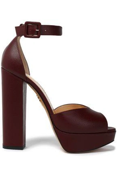 Shop Charlotte Olympia Woman Pebbled-leather Platform Sandals Burgundy