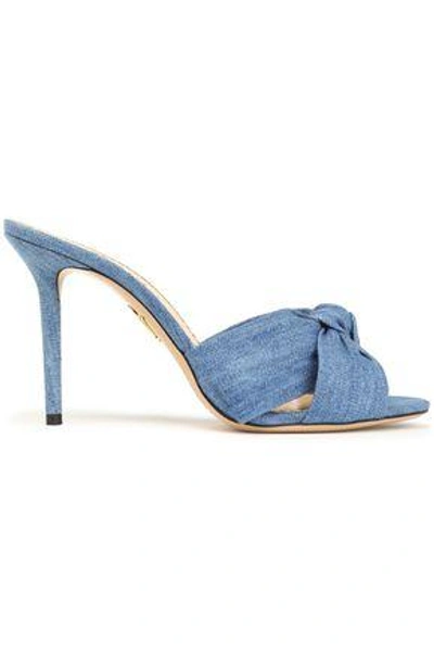 Shop Charlotte Olympia Lola Knotted Denim Mules In Light Denim