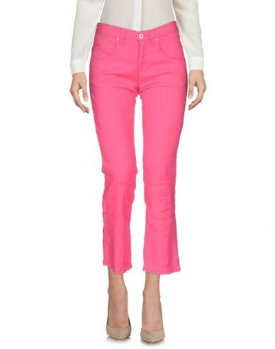 Shop Armani Jeans Casual Pants In Fuchsia