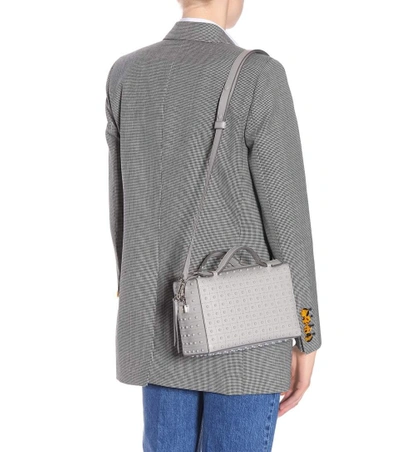 Shop Tod's Gommino Leather Shoulder Bag In Grey