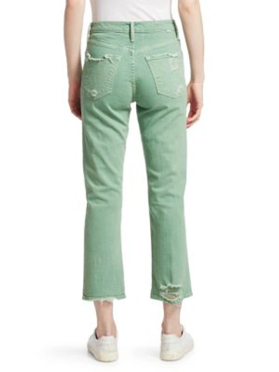 Shop Mother Tomcat Hi-rise Distressed Jeans In Mint