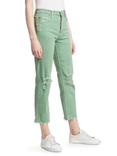 Shop Mother Tomcat Hi-rise Distressed Jeans In Mint
