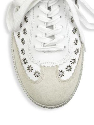 Shop Isabel Marant Bryce Eyelet Studded Leather Sneakers In White