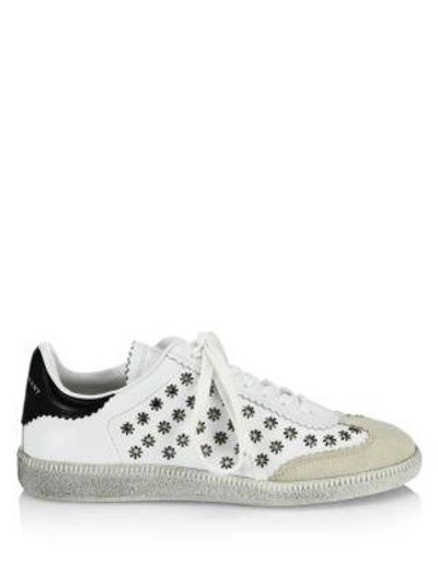 Shop Isabel Marant Bryce Eyelet Studded Leather Sneakers In White