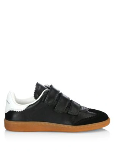 Shop Isabel Marant Beth Grip-tape Leather Sneakers In Black
