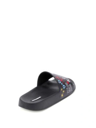 Shop Dolce & Gabbana Graffiti Leather Pool Slides In Pink