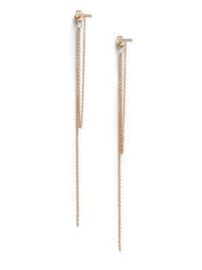Shop Zoë Chicco Diamond & 14k Yellow Gold Bar Fringe Earrings