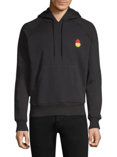 Shop Ami Alexandre Mattiussi Smiley Cotton Hoodie In Noir