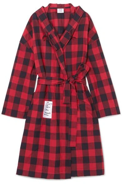 Shop Vetements Oversized Hooded Checked Cotton-flannel Jacket In Red