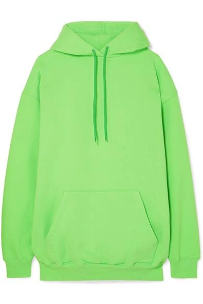 Shop Balenciaga Oversized Cotton-blend Jersey Hoodie In Green