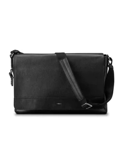 Shop Shinola Canfield Leather Messenger Bag In Black