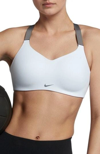 Shop Nike Studio 2 Sports Bra In White/ Black/ Cool Grey