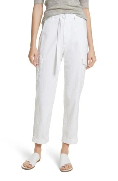 Shop Vince Tapered Utility Stretch Cotton Pants In Optic White