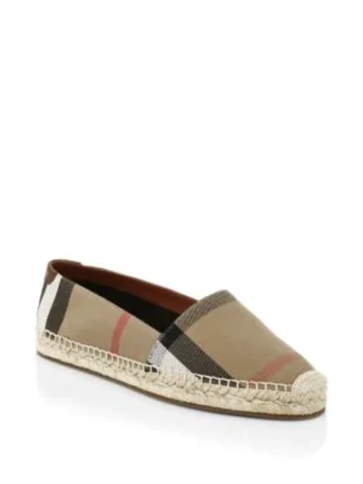 Shop Burberry Hodgeson Espadrille Flats In Dark Tan