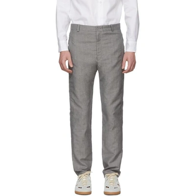 Shop House Of The Very Islands Grey Tropical Wool Tailored Trousers In 8.0 Grey