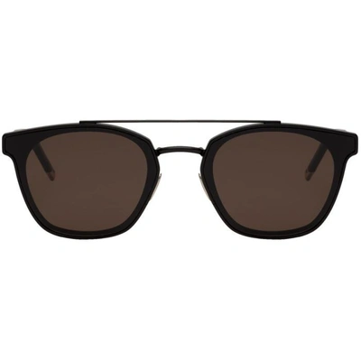 Shop Saint Laurent Black Retro Square Sl 28 Sunglasses