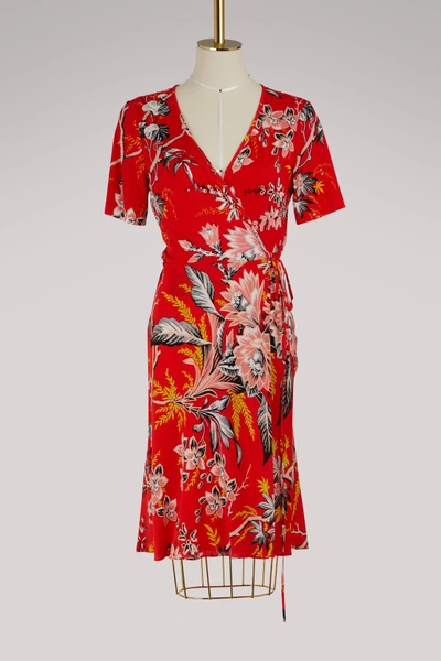 Shop Diane Von Furstenberg Short-sleeved Midi Dress In Avalon Poppy