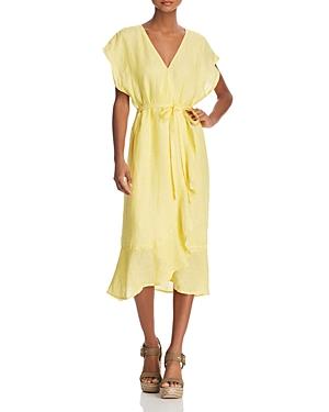 yellow linen wrap dress