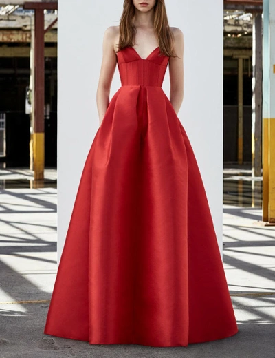 Shop Alex Perry Fall/winter 2018  Alder-red Italian Silk Sleeveless Gown