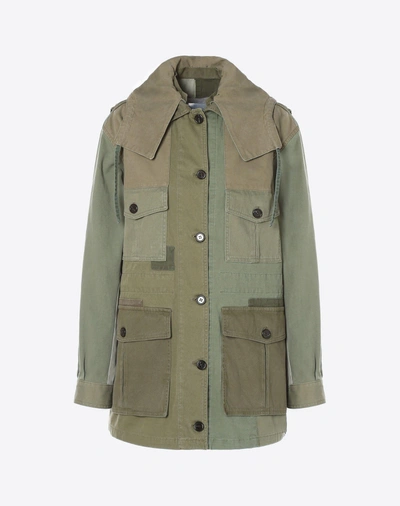 Shop Valentino Patch Army Jacket In Military Green