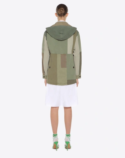 Shop Valentino Patch Army Jacket In Military Green