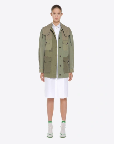 Shop Valentino Patch Army Jacket In Military Green